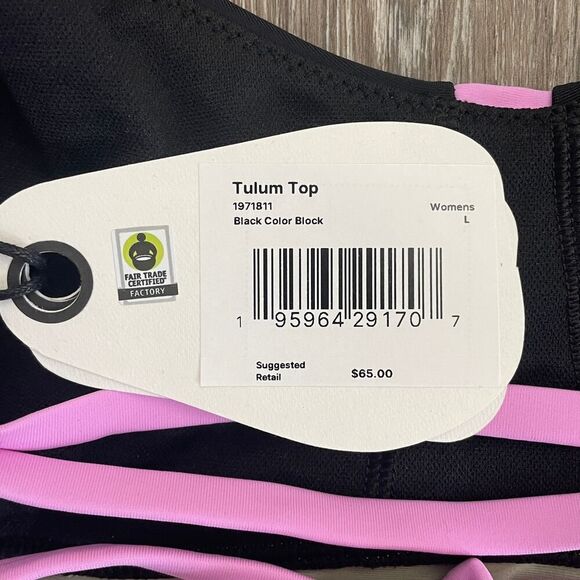 NWT Prana Tulum Bikini Top in Black Color Block - Size: Large - Picture 6 of 9